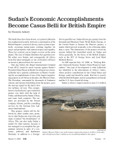 Sudan`s Economic Accomplishments Become Casus Belli for British