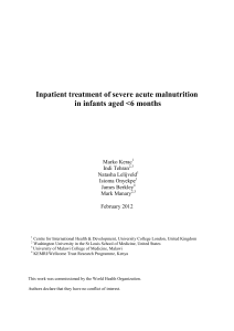 Inpatient treatment of severe acute malnutrition in infants aged <6