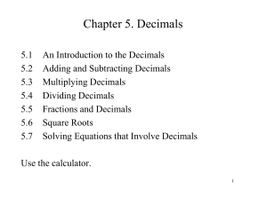 Chapter 5. Decimals