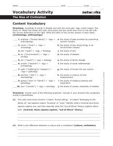 Vocabulary Activity: The Rise of Civilization