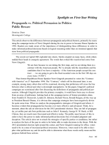 Propaganda vs. Political Persuasion in Politics: Public Beware
