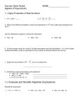 1.2 Evaluate and Simplify Algebraic Expressions - Parkway C-2