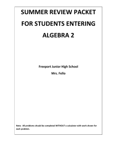 summer review packet for students entering algebra 2