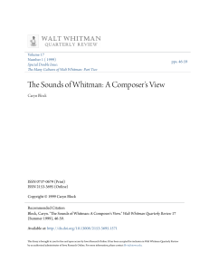 The Sounds of Whitman: A Composer`s View