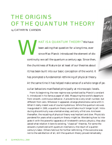 the origins of the quantum theory