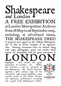 Shakespeare and London Exhibition programme