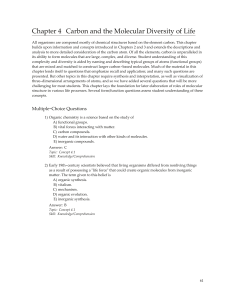 Chapter 4 Carbon and the Molecular Diversity of Life