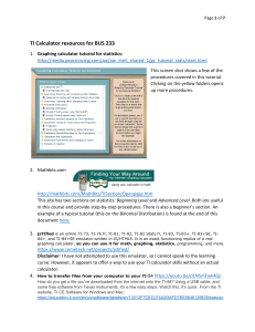 TI Calculator for BUS 233 Resources PDF