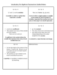 Vocabulary for Algebraic Expressions Guided Notes