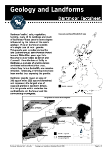Geology and Landforms Factsheet - the Dartmoor National Park