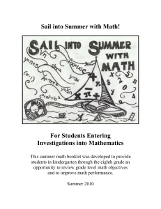 Sail into Summer with Math! For Students Entering Investigations