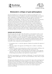 Nietzsche`s critique of past philosophers
