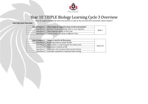 Year 10 TRIPLE Biology Learning Cycle 3 Overview