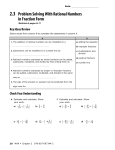 2.3 Problem Solving With Rational Numbers in Fraction Form