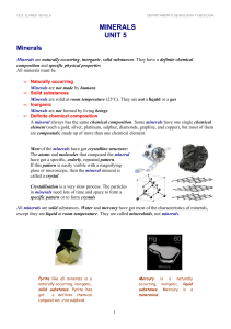 unit minerals and rocks - 1st ESO Bilingual Science