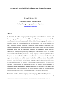 The Predictability of the Albanian Infinitive in Geg dialect compared