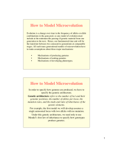 How to Model Microevolution How to Model Microevolution