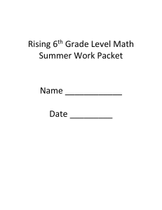 Rising 6th Grade Level Math Summer Work Packet Name