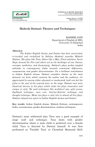 Mahesh Dattani: Theatre and Techniques