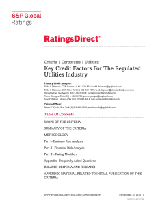 Key Credit Factors For The Regulated Utilities