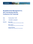 Q1 2017 Transcript - BAM - Brookfield Asset Management