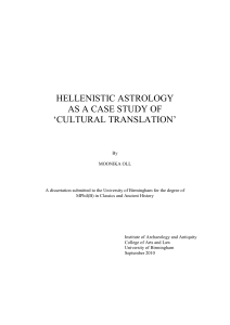 hellenistic astrology as a case study of `cultural translation`