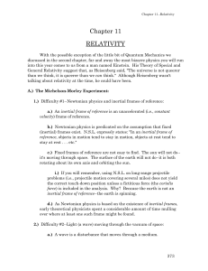 Chapter 11 RELATIVITY