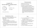 CompSci 230 Discrete Math for Computer Science Sets