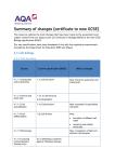 GCSE Biology Summary of changes (certificate to new GCSE)