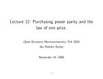 Lecture 12: Purchasing power parity and the law of one price.