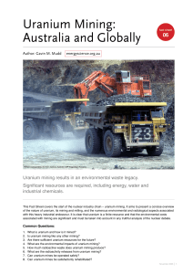 Uranium Mining: Australia and Globally