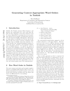 Generating Context-Appropriate Word Orders in Turkish