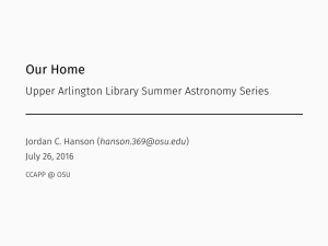 Our Home - Upper Arlington Library Summer Astronomy Series