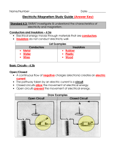 Electricity/Magnetism Study Guide (Answer Key)