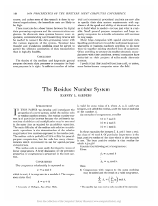 The Residue Number System