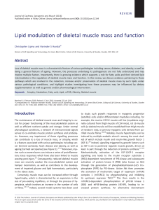 Lipid modulation of skeletal muscle mass and function