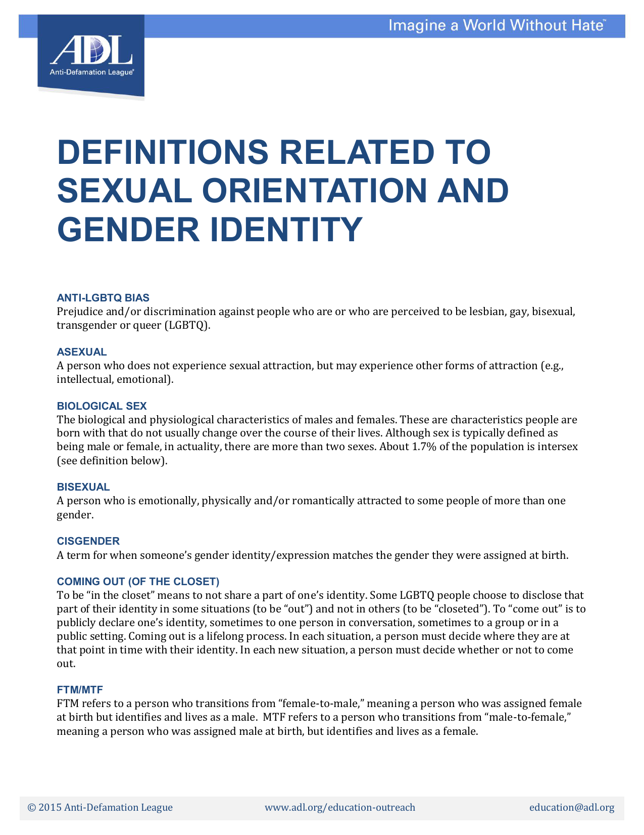 definitions related to sexual orientation and gender identity