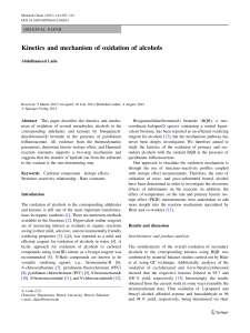 Kinetics and mechanism of oxidation of alcohols