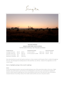 WILDLIFE REPORT SINGITA SABI SAND, SOUTH AFRICA