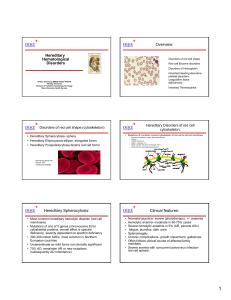 Hereditary Hematological Disorders Red cell Enzyme