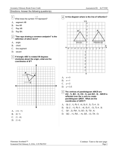 A. x = 0 B. x = 1 C. y = 2