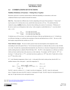 Section 1.4: Combinations of Functions