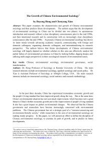 The Growth of Chinese Environmental Sociology