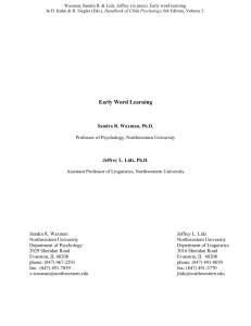 Early Word Learning - Northwestern University