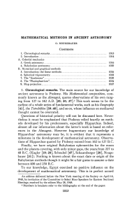 Mathematical Methods in Ancient Astronomy