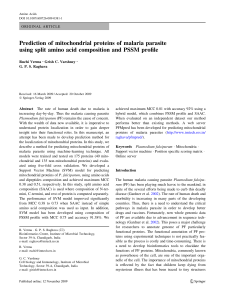 Prediction of mitochondrial proteins of malaria parasite