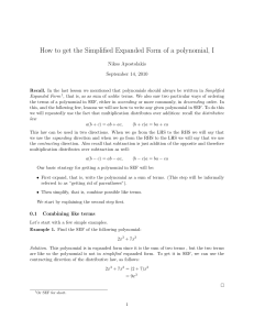 How to get the Simplified Expanded Form of a polynomial, I