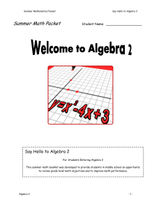 Say Hello to Algebra 2
