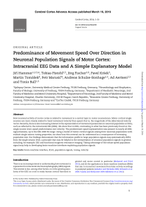 Predominance of Movement Speed Over Direction in Neuronal