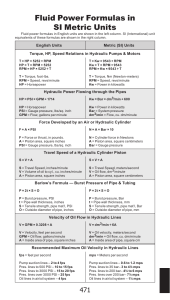 Fluid Power Formulas in SI Metric Units